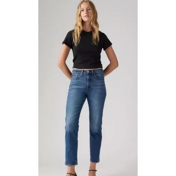 Levis Wedgie Straight Jeans Womens 27 Blue High Rise Denim Medium Wash Cotton - Picture 1 of 10